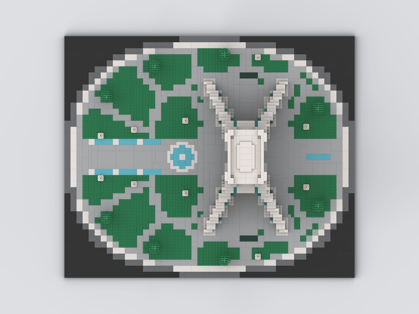 Overhead plan view of the square model
